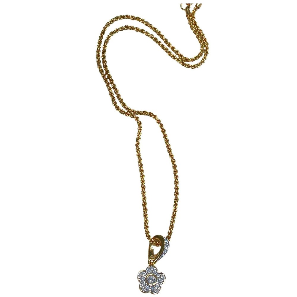 Swarovski Gold-Tone Crystal Flower Pendant Necklace Rope Chain, 18" - Picture 2 of 7
